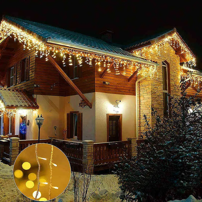 6M 288LED Solar Christmas Lights Icicle String Light