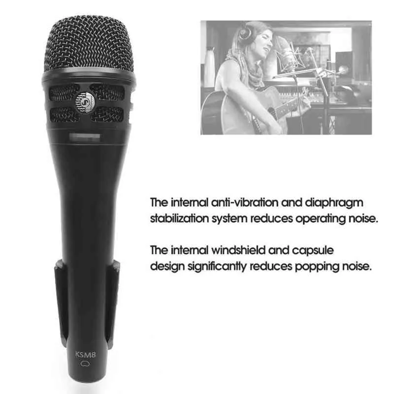 Yüksek Kaliteli Mikrofon Profesyonel Elde Taşıyıcı Karaoke Kablosuz Mikrofon Shure KSM8 SAHNE STEREO STUDIO MIC W2203147581745