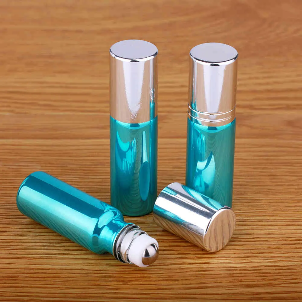 50 sztuk / partia 5ml Green UV Szkło Essential Oil Roll-On Butelki Perfumy Mini Refillable Perfumy Butelka Mała próbka