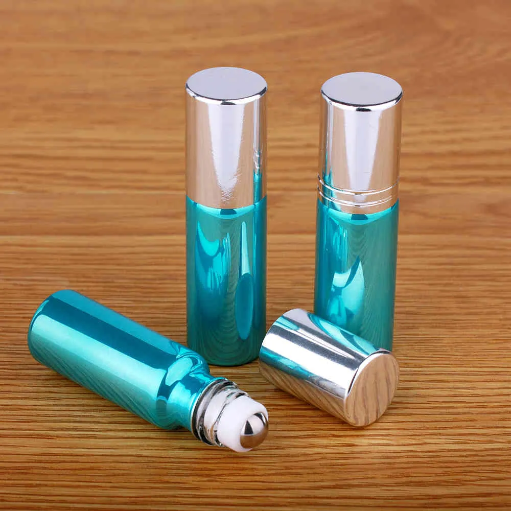 /ロット5ml緑のUVガラスエッセンシャルオイルロールオンボトル香水ミニ詰め替え可能香水瓶小サンプル