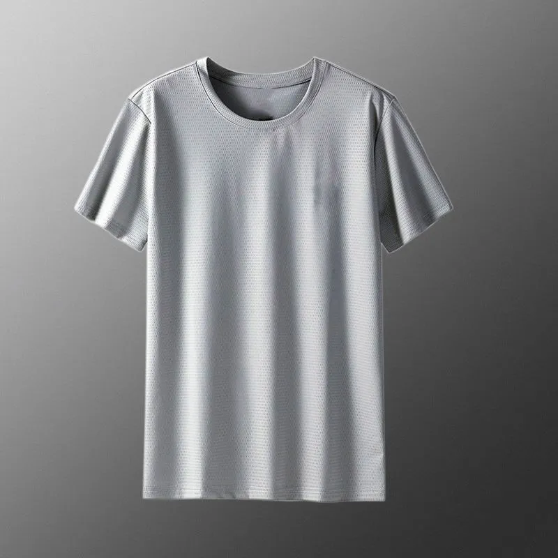 2 pezzi set estate nuova moda coreana design a maglia sottile traspirante ghiaccio tuta da uomo magliette e pantaloncini casual 5XL 210412