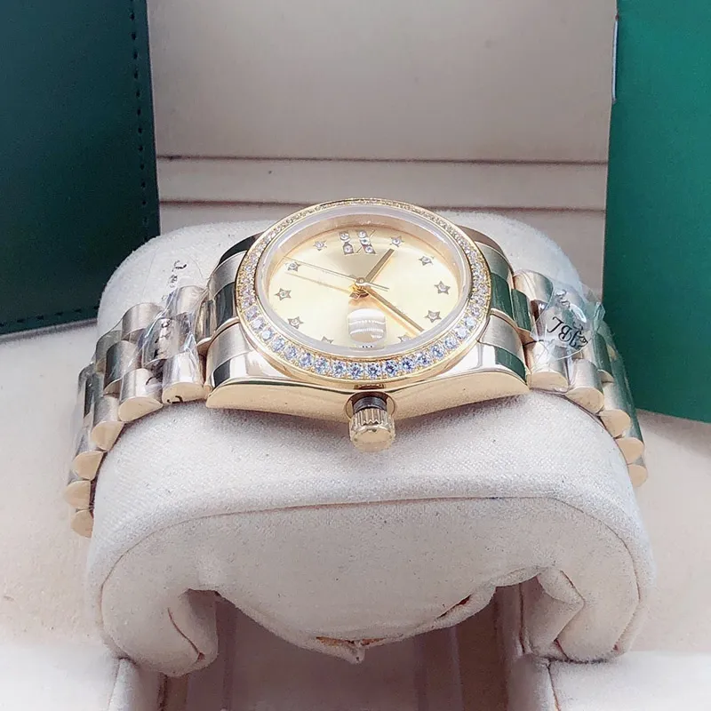 Mode Frauen 31mm Diamond Watch sieben Farben Damen Edelstahl Klappschnalle Automatische mechanische Bewegungen 296V