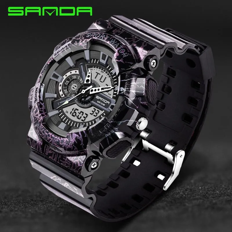 Herrenuhren Top SANDA Digitaluhr G-Stil Militär Sport Herren LED Quarz Digitaluhr Reloj Hombre Armbanduhren228S