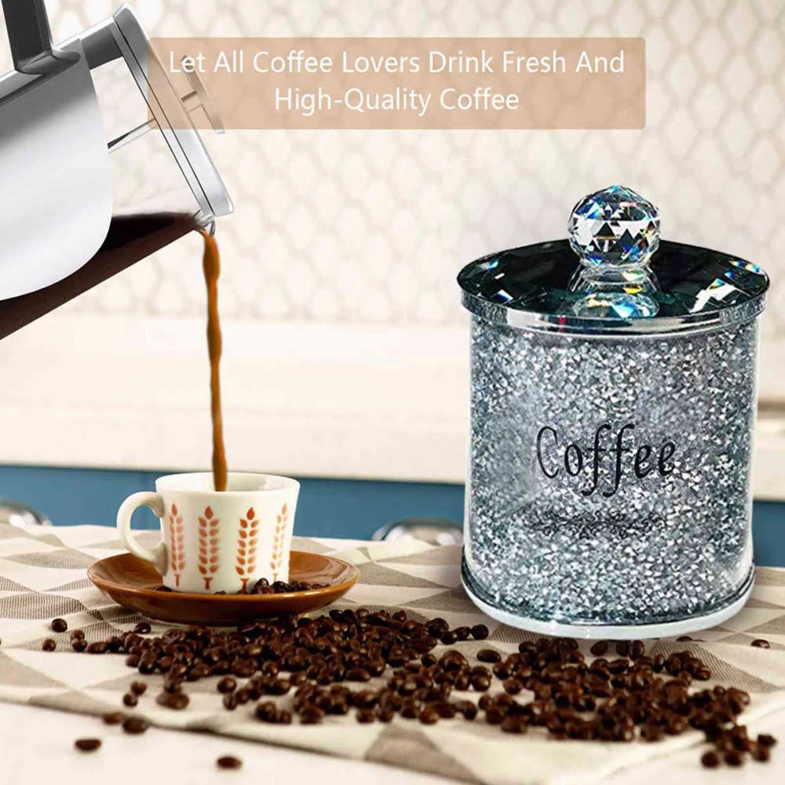 Tee Kaffee Behälter Zucker Kanister Set Deckel Zerkleinert Kristall Gefüllt Mehrzweck Küche Tisch Gewürz Lagerung Glas jar 211110