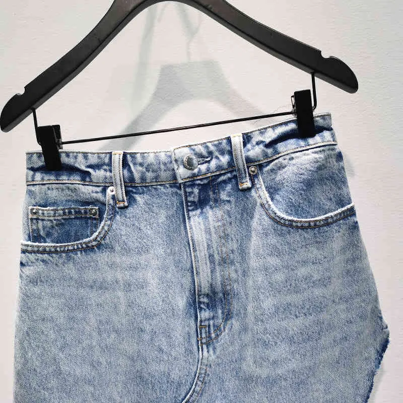 DEAT printemps et été mode piste styles femmes vêtements léger denim poche asymétrique demi-jupe WL57305L 210428