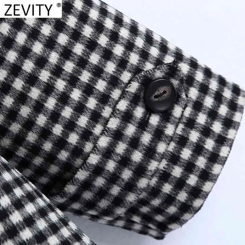 Jesień Winter Women Vintage Plaid Drukuj Płaszcz Płaszcz Kobiet Z Długim Rękawem Casual Luźna Kieszonkowa Kurtka Chic Topy CT621 210420