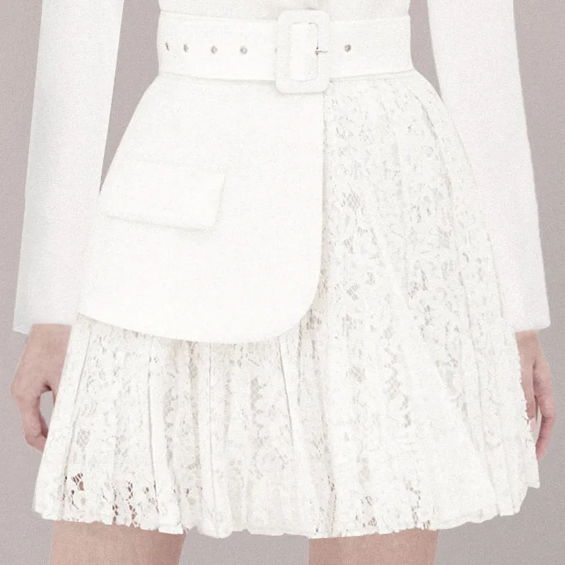 Mode Style coréen solide blanc tempérament taille à manches longues costume robe femmes printemps et été GX1255 210421