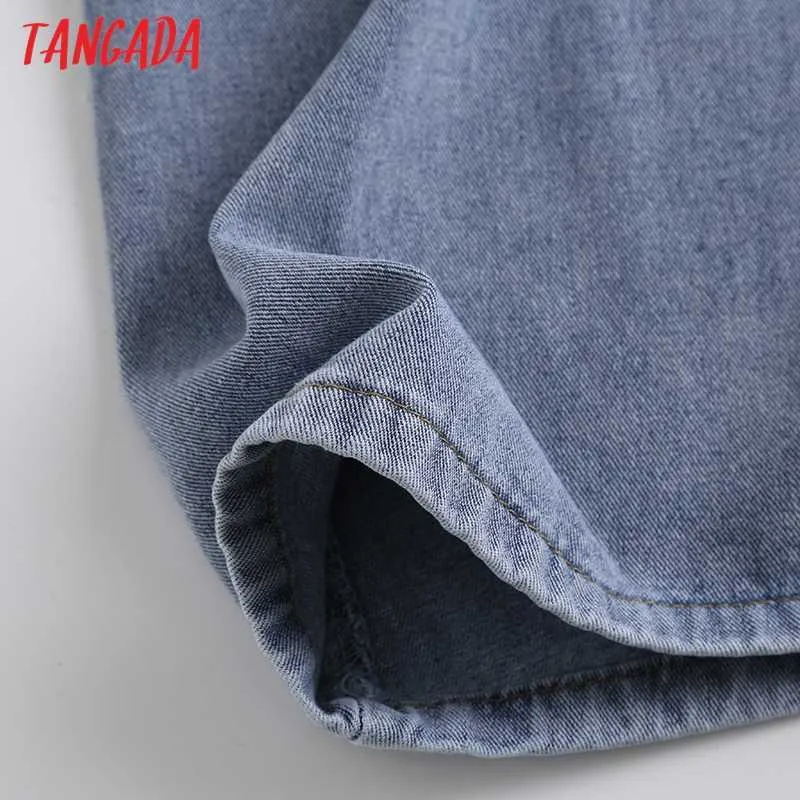 Tangada Damen Blue Denim Langer Bleistiftrock Hohe Taille Damen Elegant Chic Maxiröcke BC26 210609