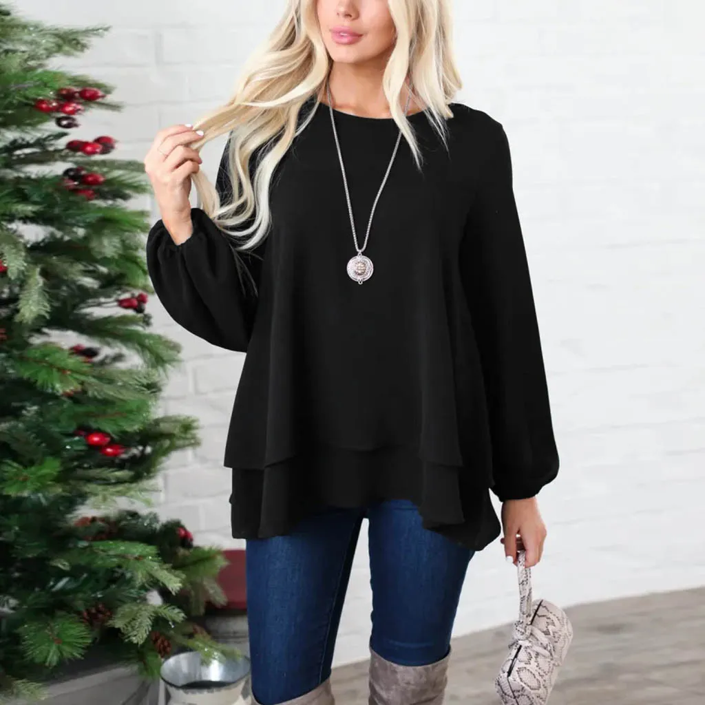 Women Blouse Office Work V Neck Shirts Long Sleeve Black Chiffon Tops Womens Korean Plus Size Elegant Woman 210514