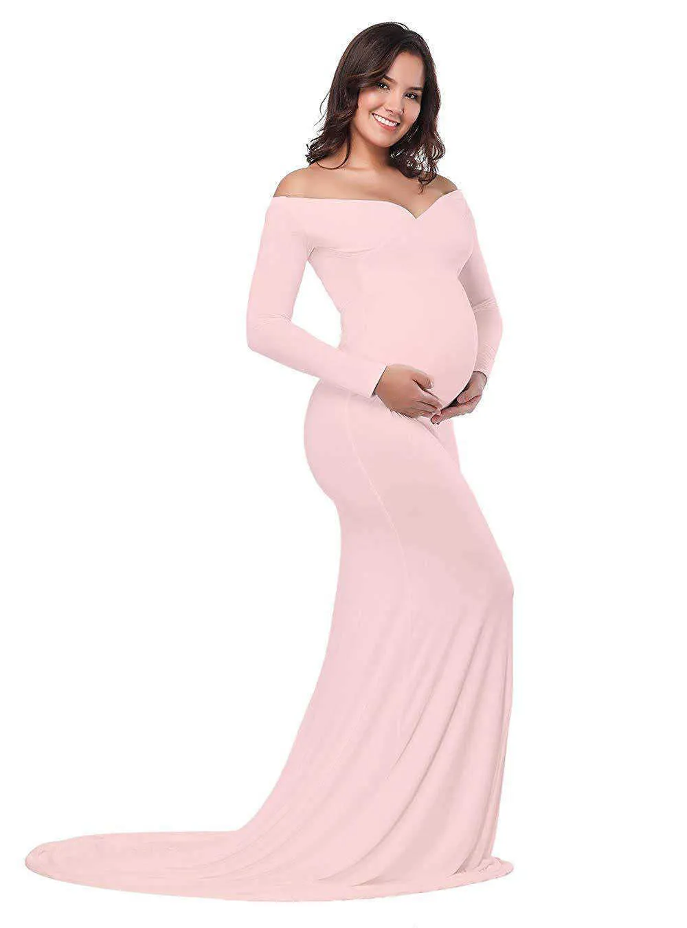 trailing Jumpsuit dress Women's Mercerized Cotton pregnant V-neck photography dress M001