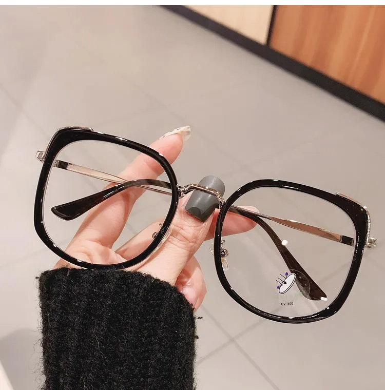Güneş Gözlüğü Erkek Kadın Anti-Blue Hafif Okuma Gözlükleri Vintage Büyük Kare Gözlükler Bilgisayar Gözlükleri UV400 Metal Çerçeve 1 2 5 3246C