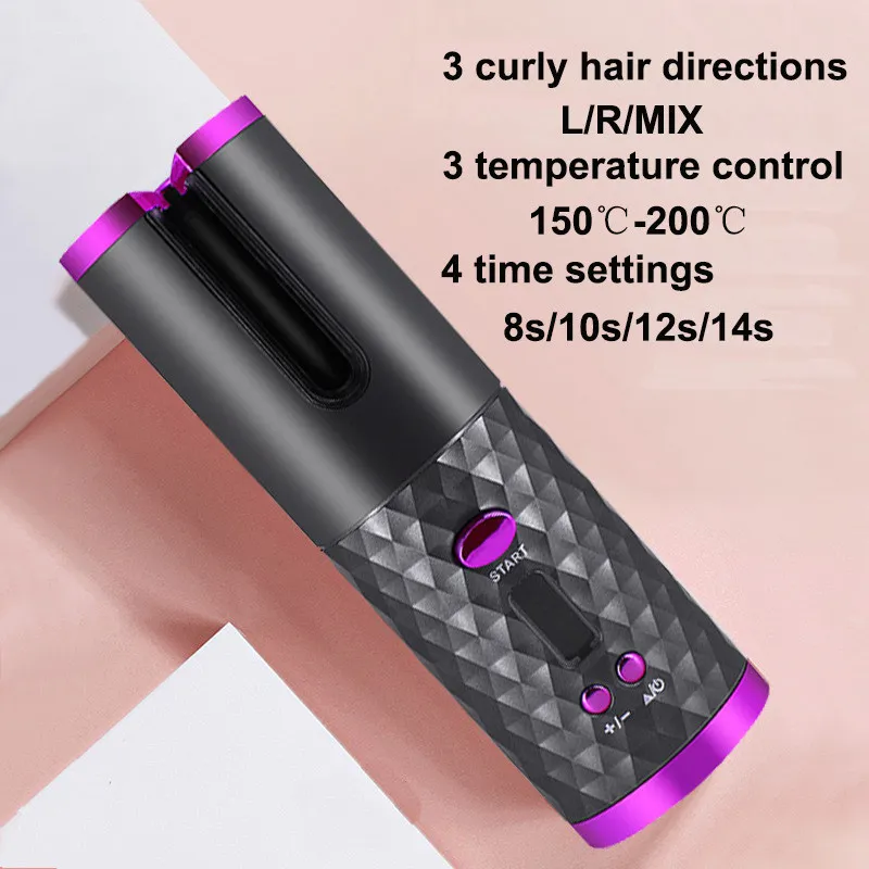 Automatic Hair Curler USB Charge Curling Iron Curls Waves Styling Tools Cordless Ceramic Curly Rotating Styler Women 220211
