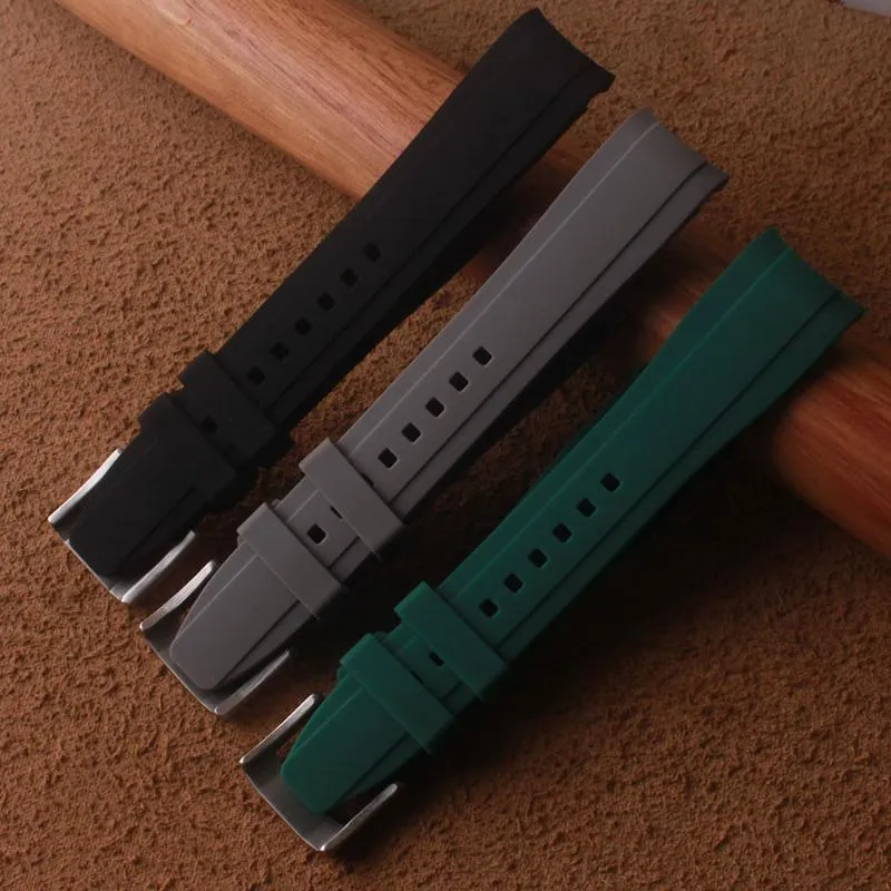 Ремешки для часов, высококачественный резиновый ремешок для часов 18 мм, 20 мм, 22 мм, браслет для Omga Seik Role, часы Tisso, брендовый ремешок с изогнутым концом, Men209d