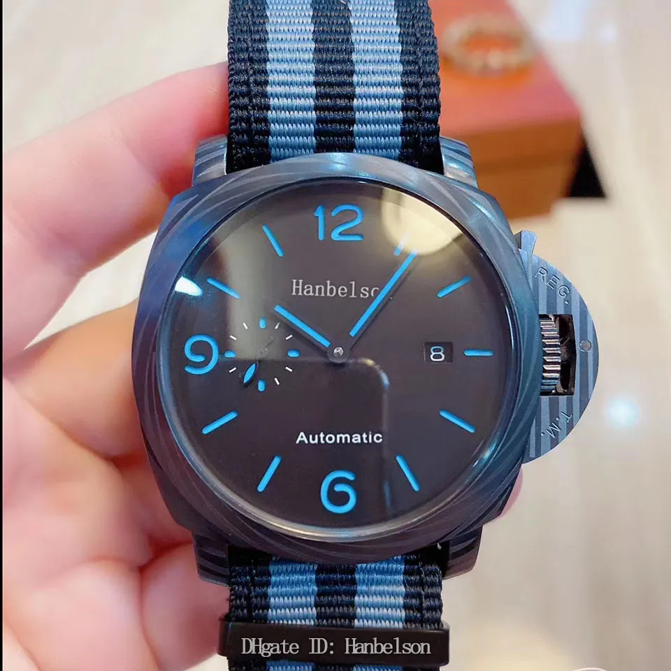 Мужские часы Montre de Luxe полосатые стальные наручные часы Автоматическое механическое движение черное лицо резиновое ремешок целый и розничная торговля 308n