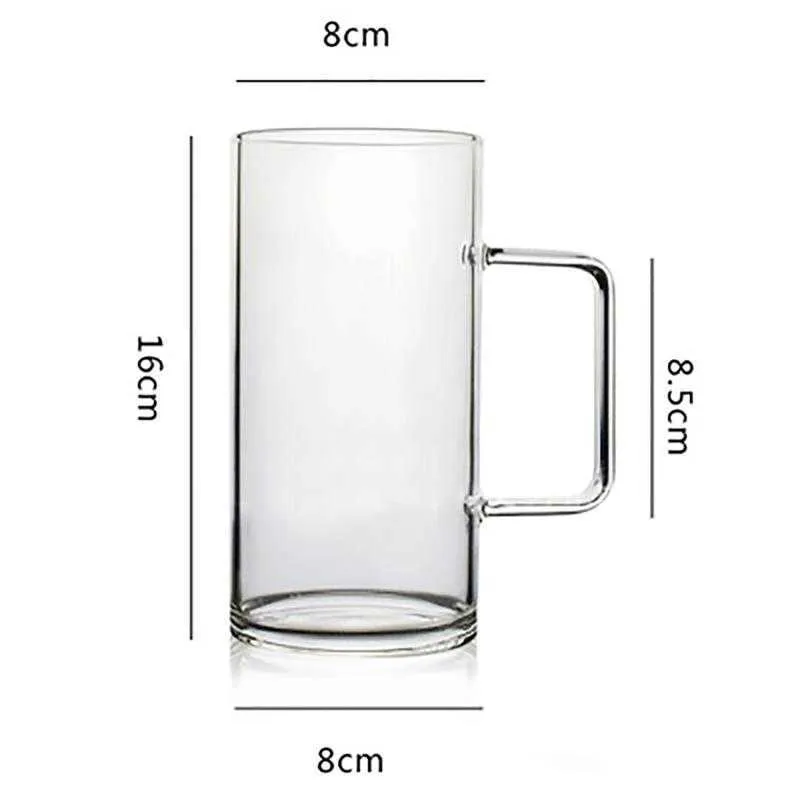 700mlのコーヒーマグの手作りの耐熱性透明なガラスのコーヒーのマグ茶牛乳ジュースカップの水ビールを飲むマグオフィスドリンクウェア210804
