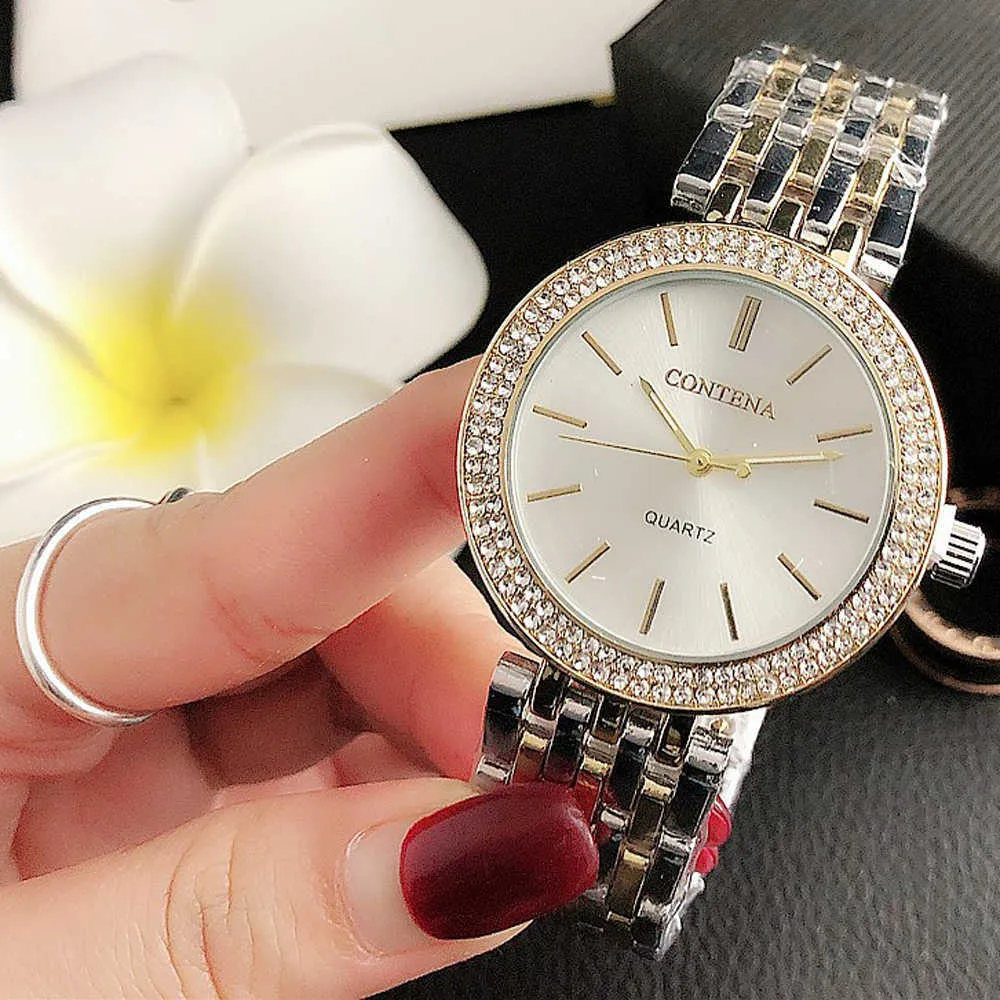 Reloj Mujer Gold Watch for Woman Fashion Women Quartz Wristwatch Wishwatch Ladies Relogio Feminino 210707304Q