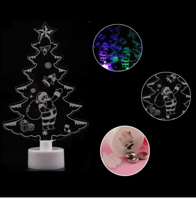 크리스마스 LED 야간 조명 크리 에이 티브 장식 다채로운 크리스마스 트리 눈사람 산타 클로스 램프 홈 장식 빛나는 아크릴