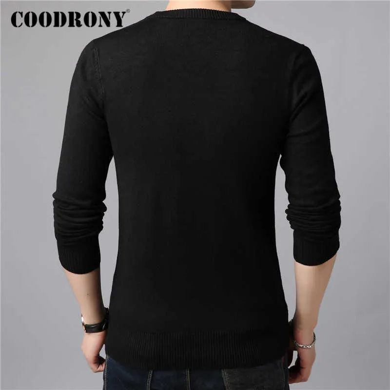 COODRONY Brand Sweater Men Classic Casual O-Neck Pull Homme Winter Thick Warm Knitwear Pullover Men Pure Color Jersey Male C1004 210909