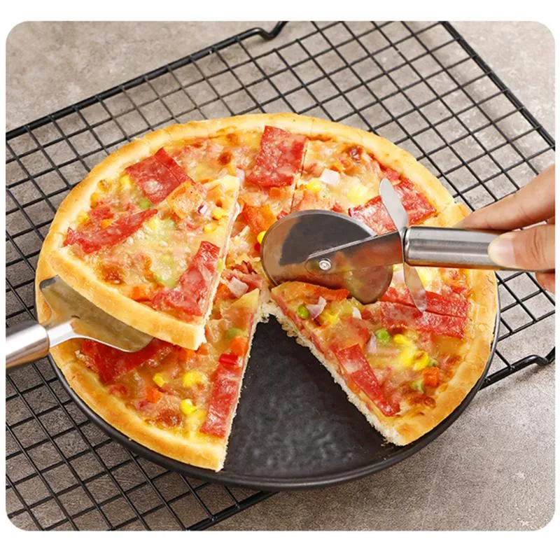 Ensemble de serveur de roue de coupe-Pizza trancheuse Super tranchante avec poignée ergonomique antidérapante qualité en acier inoxydable Cutte cuisson pâtisserie Too255V