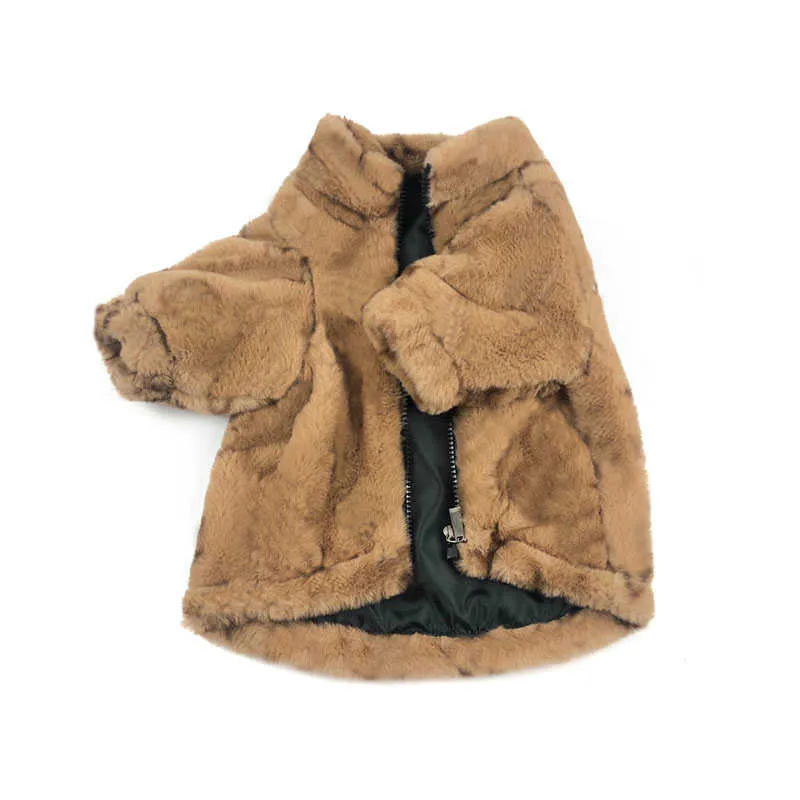 Luxury Designer Pet Dog Kläder Coat Små Medium Valp Fransk Bulldog Höst Vinter Plus Velvet Warm Coat Jacket A-003-1-2-3 211007