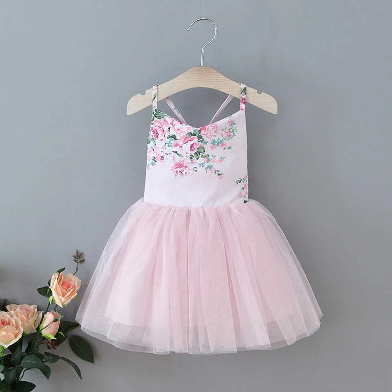 Easter Flower Girl Dresses Smocking Pink Floral Cake Dress Princess for Party Wedding Kids Clothes E1961 210610