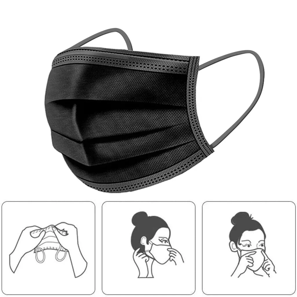 Disposable Masks Dustproof Face Mask With Elastic Earloop Fashion Black Mask For Kids Halloween Cosplay