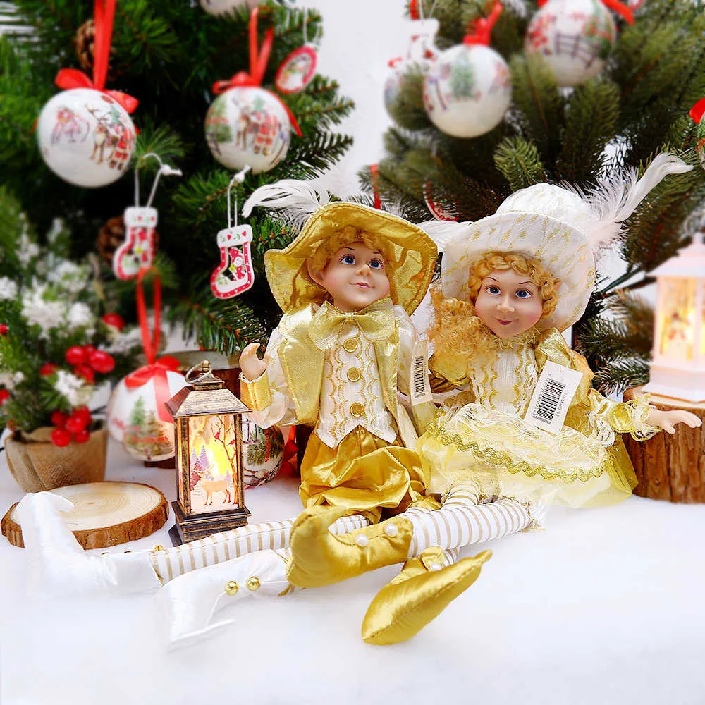 Elf Paar Plüsch Puppen Elfen Spielzeug Weihnachtsbaum Anhänger Ornamente Hängende Dekoration Navidad Jahr Festival Geschenke für Kinder 211019