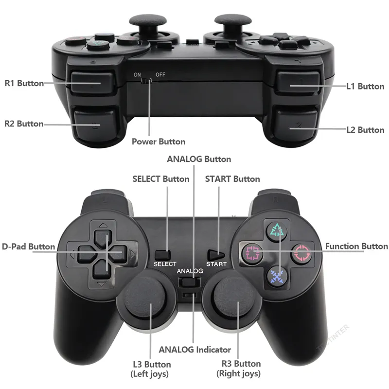 Wireless Gamepad Sony PS2 Controlador PlayStation 2 Console Joystick Duplo Vibração Choque Joypad USB PC Game Controle