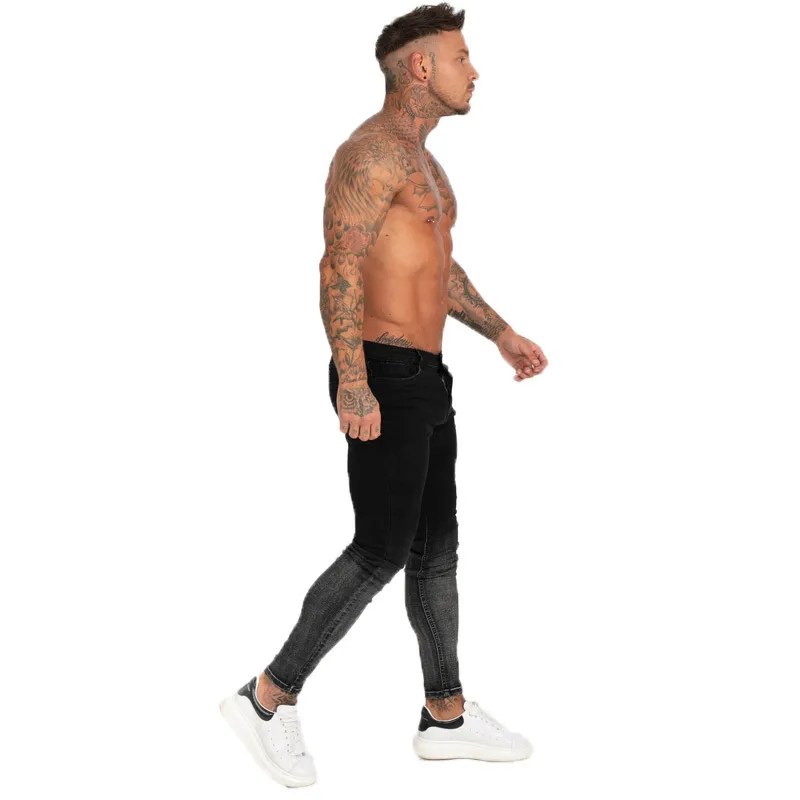 Gingto Pantolon Slim Fit Erkekler Için Süper Sıska Kot Sokak Giyim Hio Hop Ayak Bileği Sıkı Kesim Vücut Büyük Boy Stretc