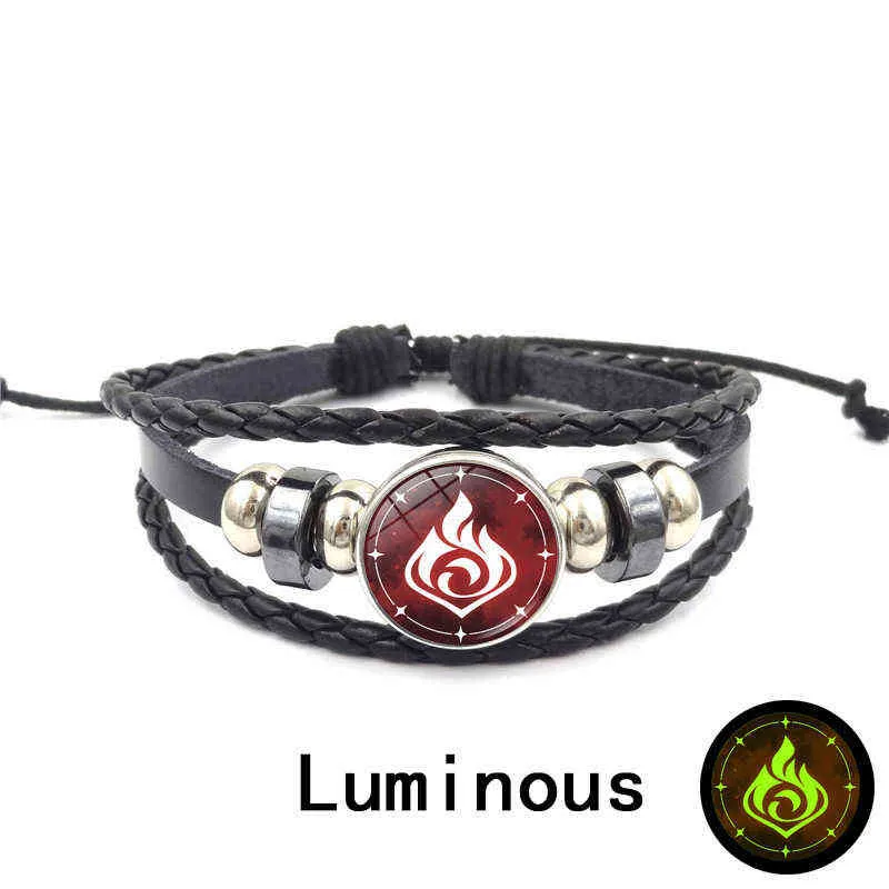 Genshin Impact Snap Button Butre Bracelet Game of Goge Fire Ice Element Luminous Jewelry Vintage Multilayer Bracelets456594104