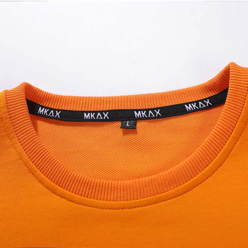 Solid Färg Mäns Hoodies Plus Storlek 8XL 9XL Mens Orange Hoody Vår Höst Pullover Svart Streetwear Oversize Man Sweatshirt 210819