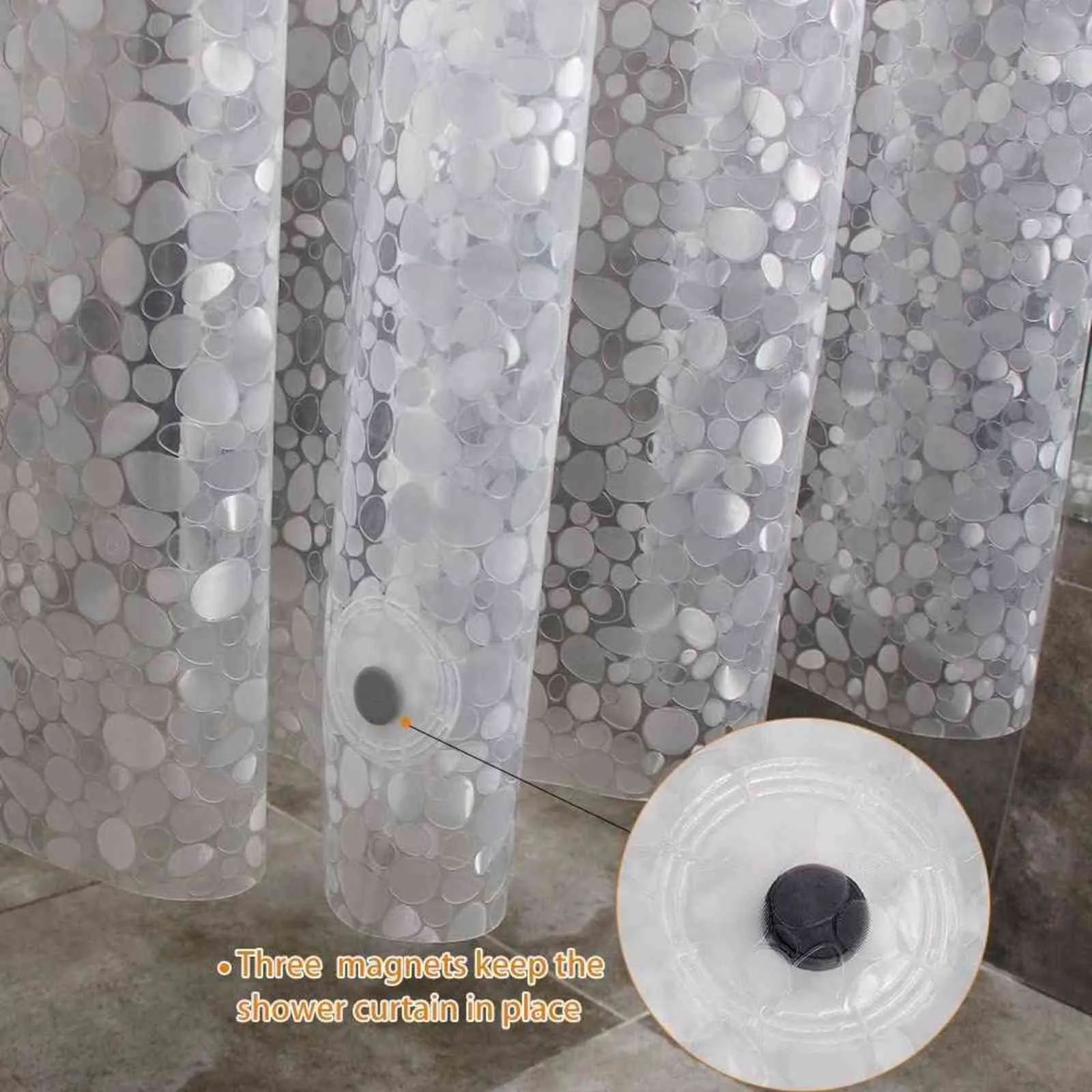 3D EVA Fashion Semi-Transparent Waterproof Shower Curtain Cobblestone Pattern Shower Curtains for Bathroom Home el 211116