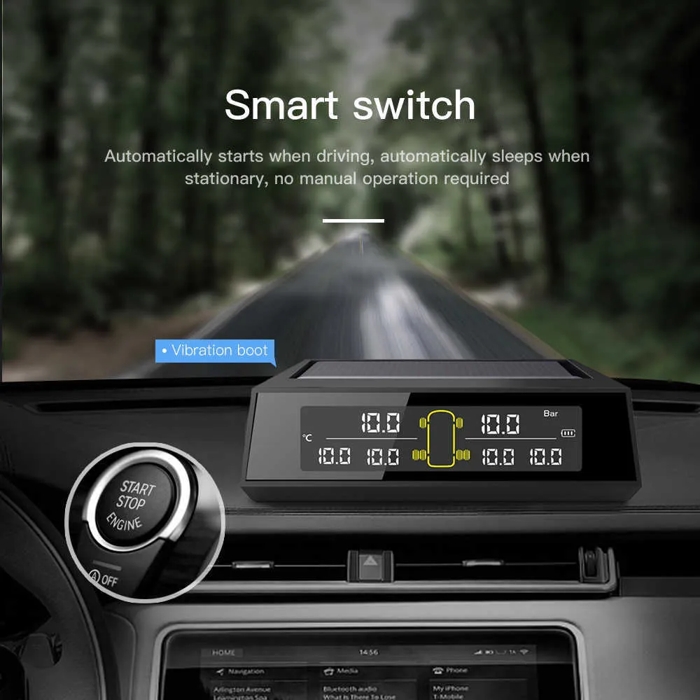 SENSOR EXTERNO 116PSI APO DE LA POTENCIA SOLAR TPMS LCD Pantalla de color Monitoreo Rango de presión de neumáticos Sistema de monitoreo de presión