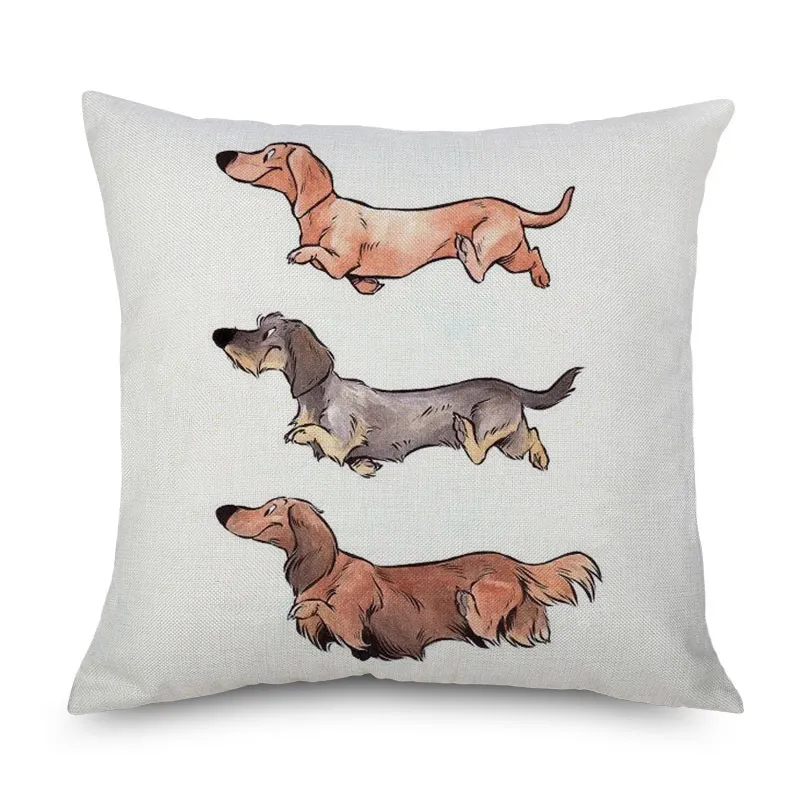 Wesołych Świąt Dachshund Sausage Dog Poduszka Poduszka Ręka Malowanie psów Psy Poduszka Sofa Rzuć dekoracyjna poduszka lniana case4731514