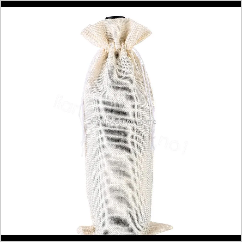 burlap wine bottle bags champagne wine bottle covers gift pouch packaging bag wedding party festival christmas decor props 15*35cm