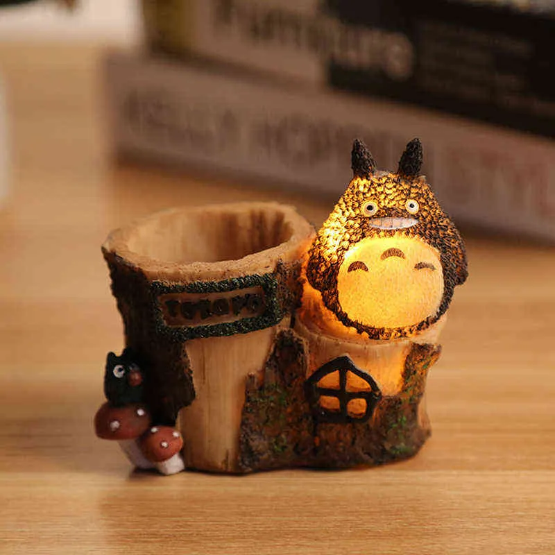 Hayao Miyazaki 애니메이션 Totoro 인물 모델 장난감 장난감 LED 나이트 라이트 애니메이션 스타 수지 홈 장식 어린이 선물 2111051089024