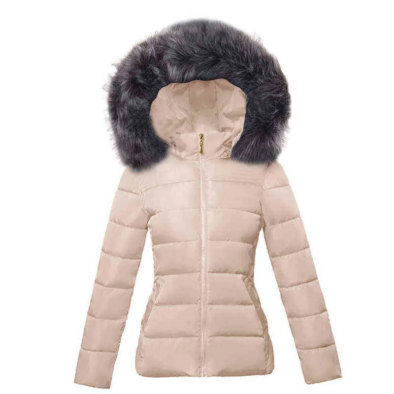 Grande Fourrure Européenne Mode Blanc Femmes Veste Plus La Taille 6XL Femme Parkas Femme Chaud Manteau D'hiver À Capuche Femmes Survêtement 211109