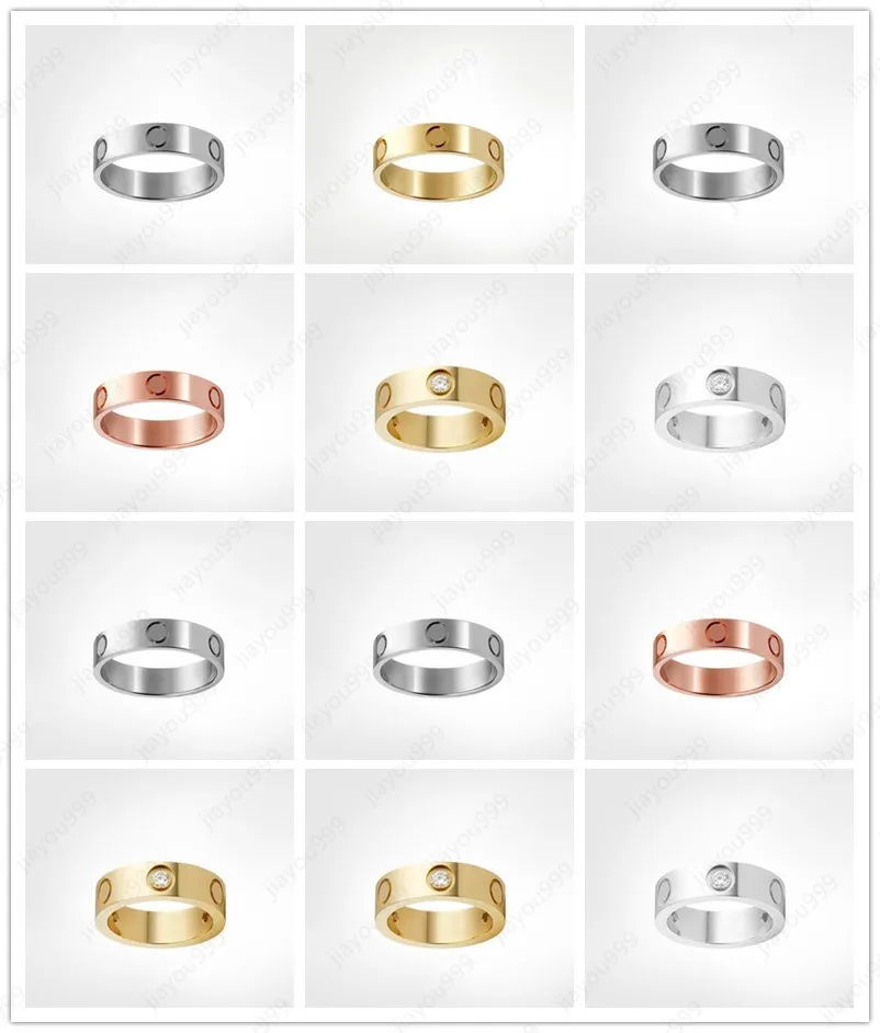Love Screy Ring Men039s Pierścienie zespołowe 3 Diamenty Klasyczne luksusowe projektant biżuterii Women Titanium Steel Stal Goldplated Never Fade2668027
