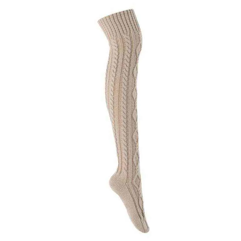 Bas longs tricotés de Noël pour filles Ladie Winter Chaussettes tricotées Cuisse haute sur le genou 211204