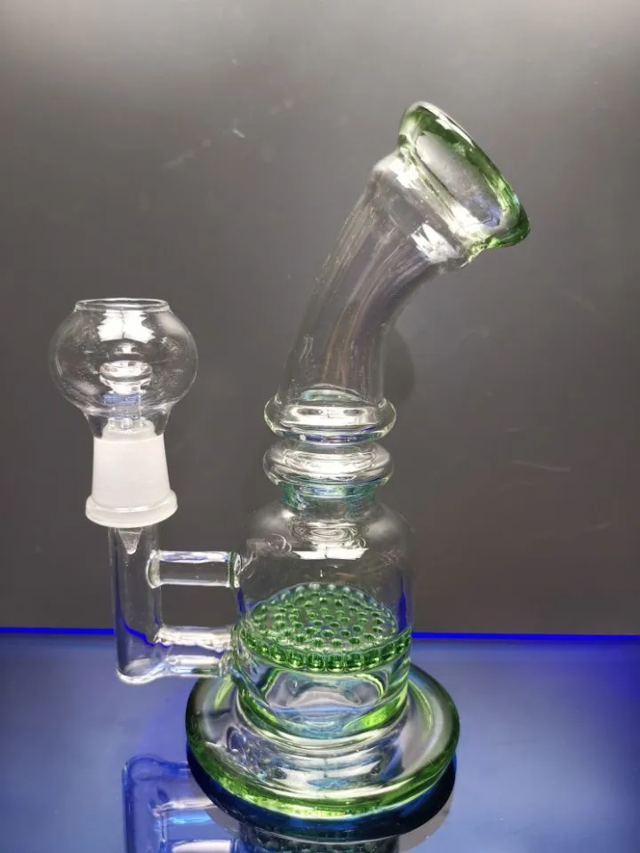 Small oil dab rigs hookahs thick honeycomb percolator glass bong 14.4mm joint water pipes with nail dome cheechshop