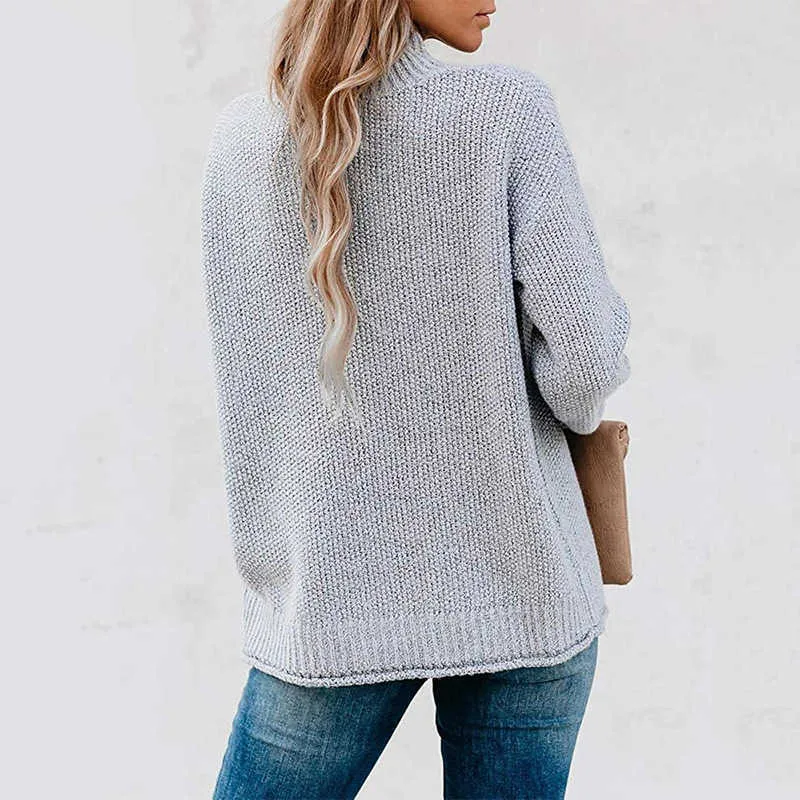 Suéter mujer otoño/invierno suéter de cuello alto suelto ropa de invierno pulóveres casuales 210604