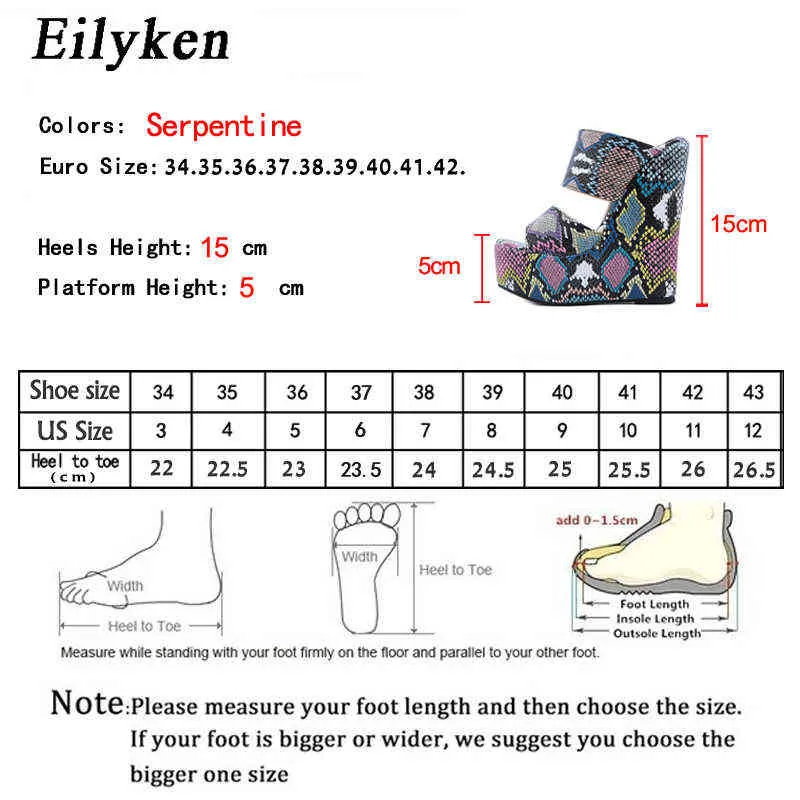 Slippers Eilyken New Wholesale Green Serpentine Wedges High Heels Leisure Summer Sandal Women Shoes Woman Platform Mules220308