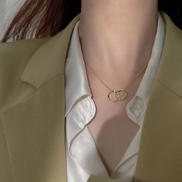 SIPENGJEL mode 2 pendentif rond été Simple hip-hop chaîne courte collier pour femmes bijoux 2021
