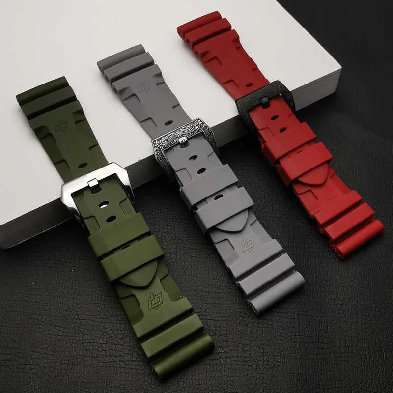 Top Quality 24mm 26mm Nature Silicone Rubber Strap for Panerai Strap Watch Band Waterproof Watchband Free Tools H0915