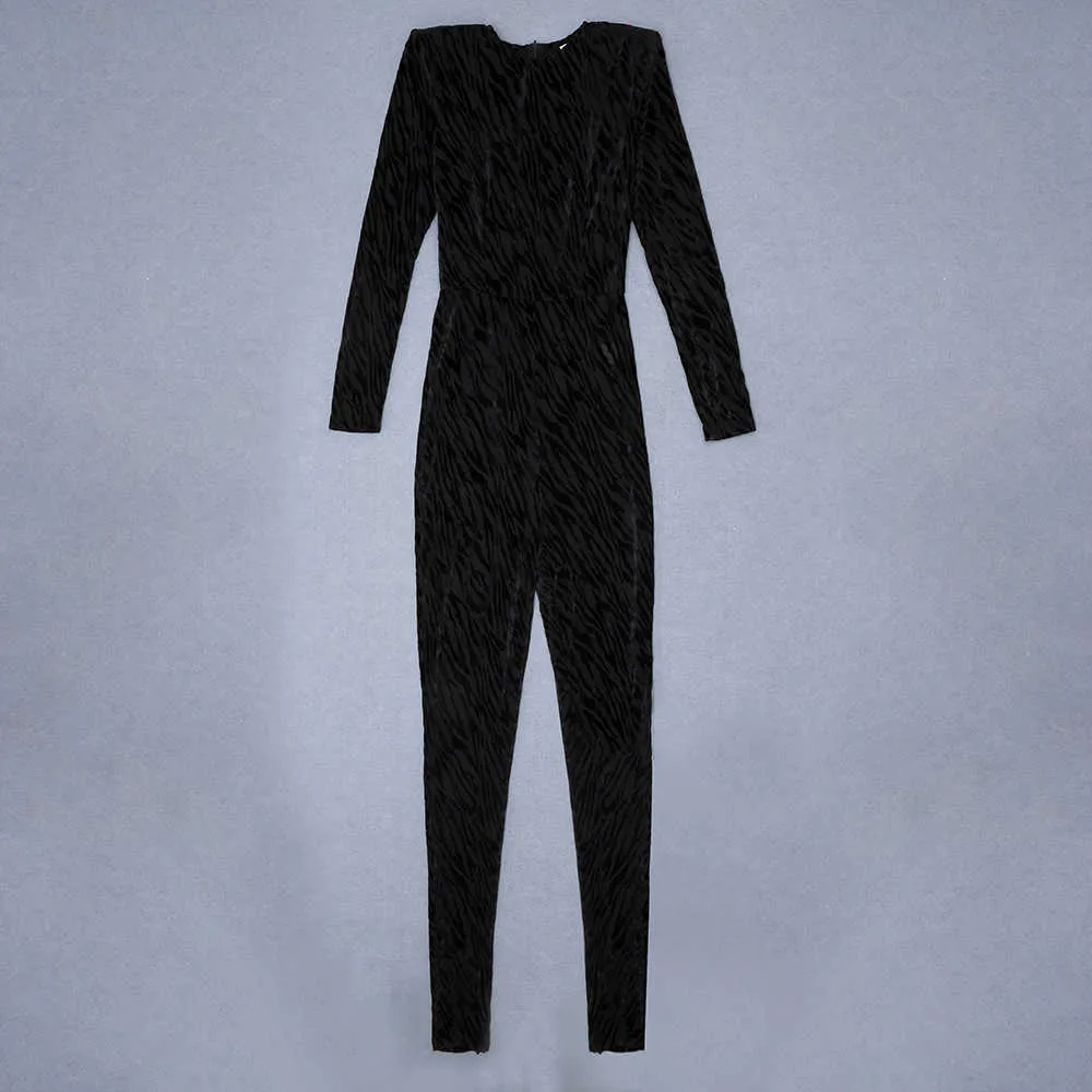 Мода черные сексуальные с длинными рукавами напечатанные высокой шеи, прозрачные комбинезоны Элегантные дамы вечеринка носить колготки 210527