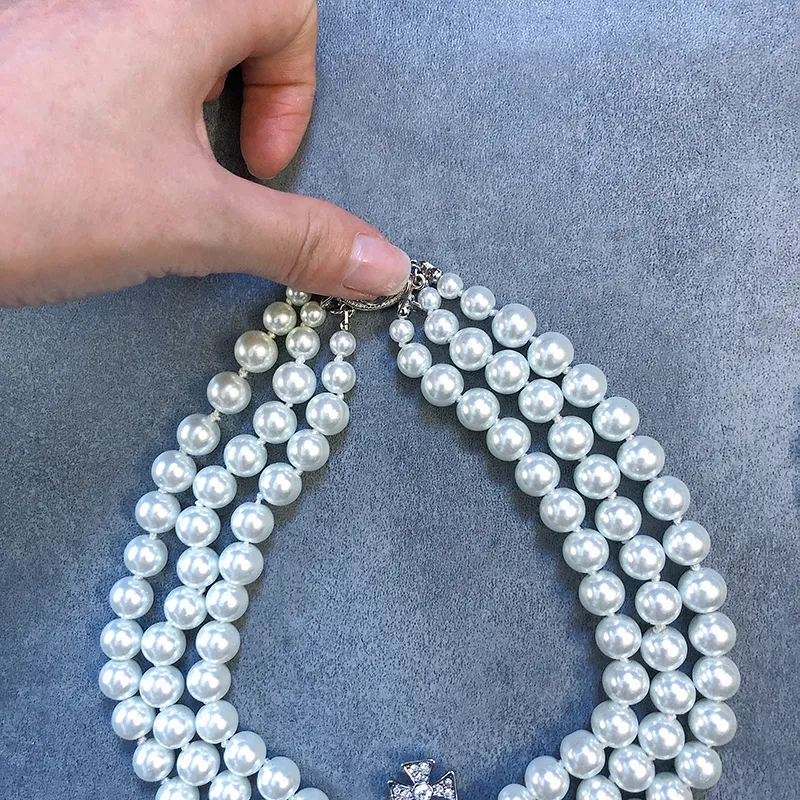 INS Fashion Crystal Saturn Pendant Collecle Cristal Naszyjnik Pearl Choker Ожерелья для женщин свадьба.