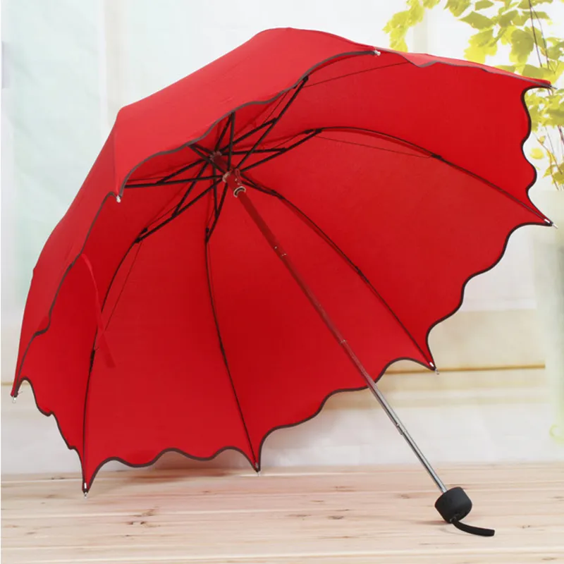 Ombrello da pioggia da donna Ombrelli da donna Manico in pizzo creativo Simpatica principessa Bevande anti-UV soleggiate e piovose