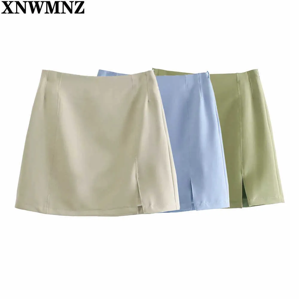 XNWMNZ Za 2 pièces ensembles femmes mode bureau recadrée blazers vestes et mini jupes haute taille fourche fendue latérale 211019
