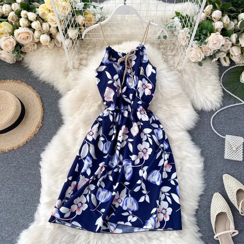 Bohemian beach Holiday Dress Sleeveless Sexy off Shoulder Children Summer Print mini vintage women vestidos 210420