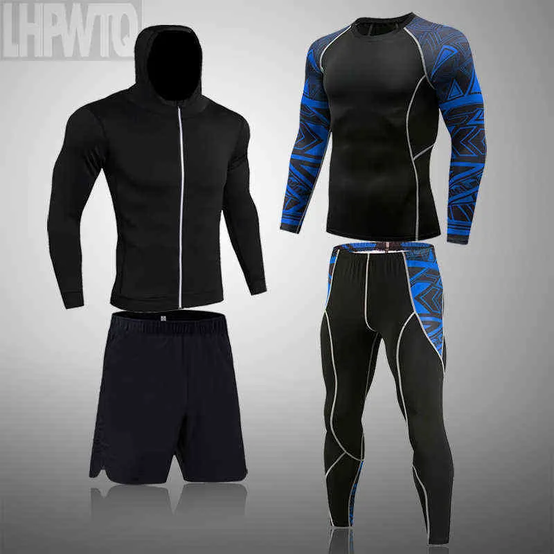 Top Men's Thermal Underwear Sets Compression Long Johns Sport Suits Tights Clothes Gym Fitness Quick Dry Basketball Tights Set 211108